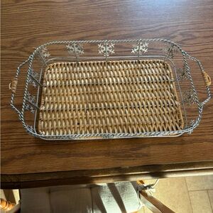 Woven Basket with Metal Snowflake Border